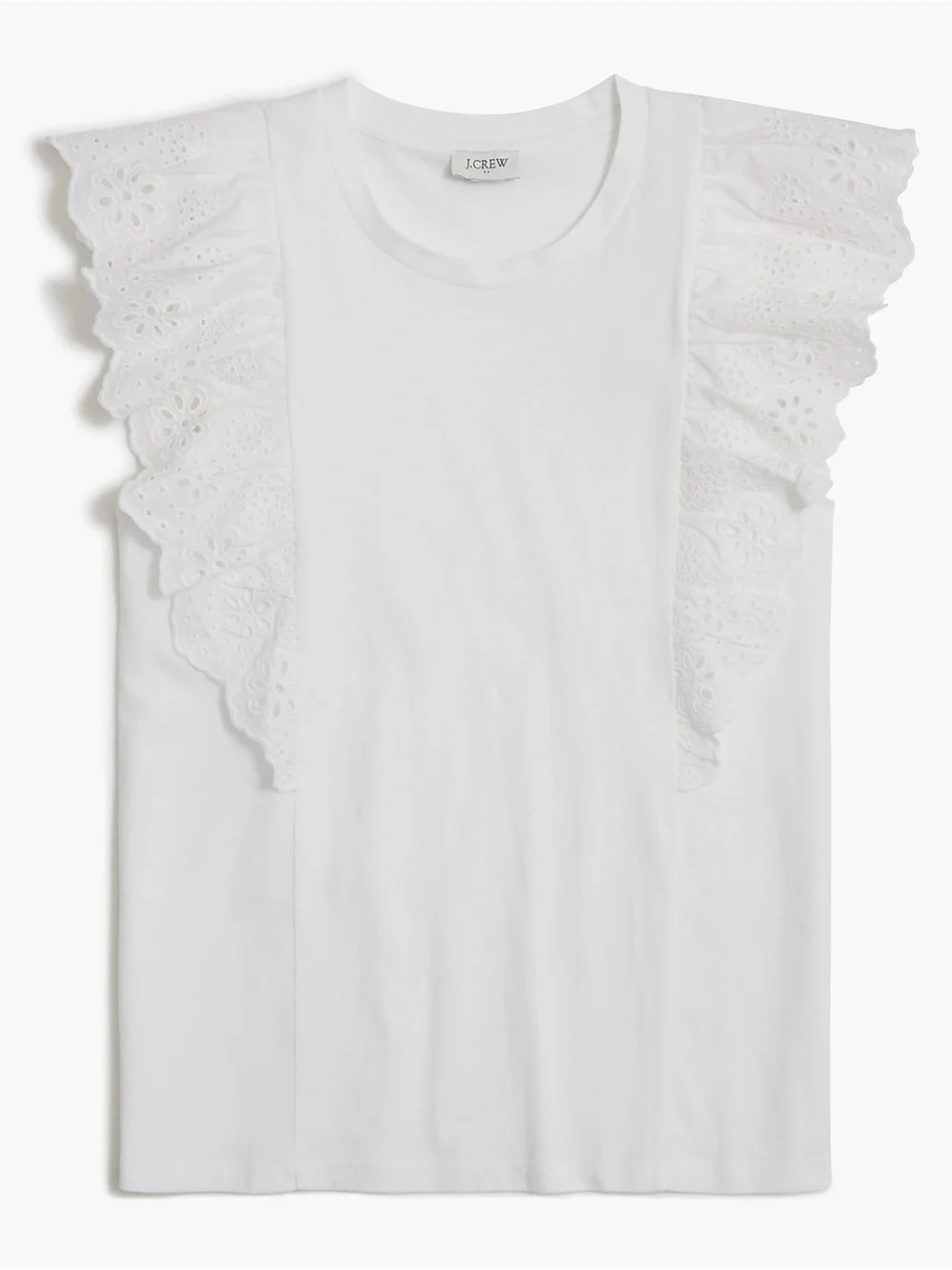J.Crew White Ruffle Sleeved Eyelet Top Size Small
